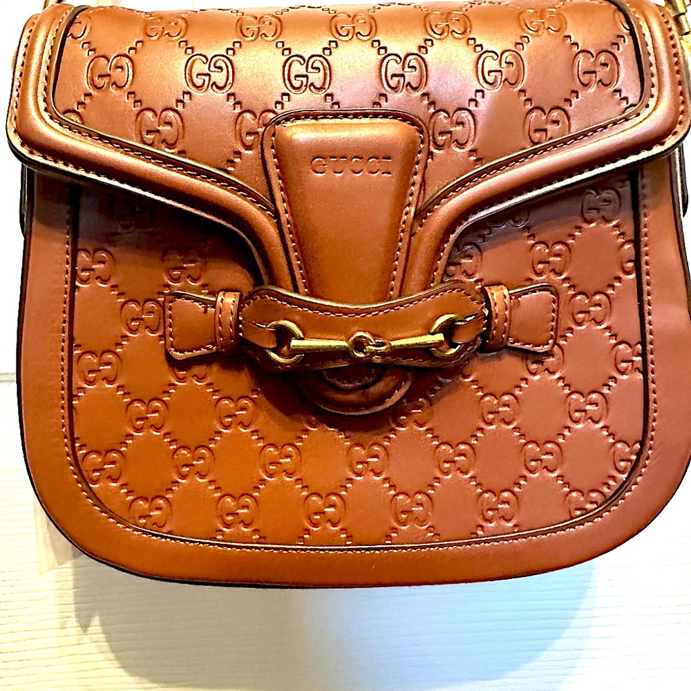 New!!! GG Tan Leather Crossbody Bag